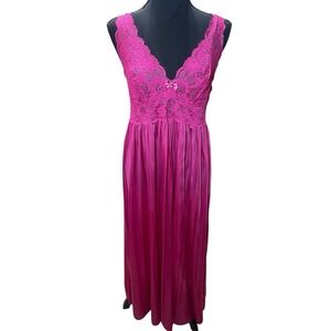 Vintage‎ Shadowline Nylon Spandex Lace Nightgown Large Long Maxi Sheer Fairy USA